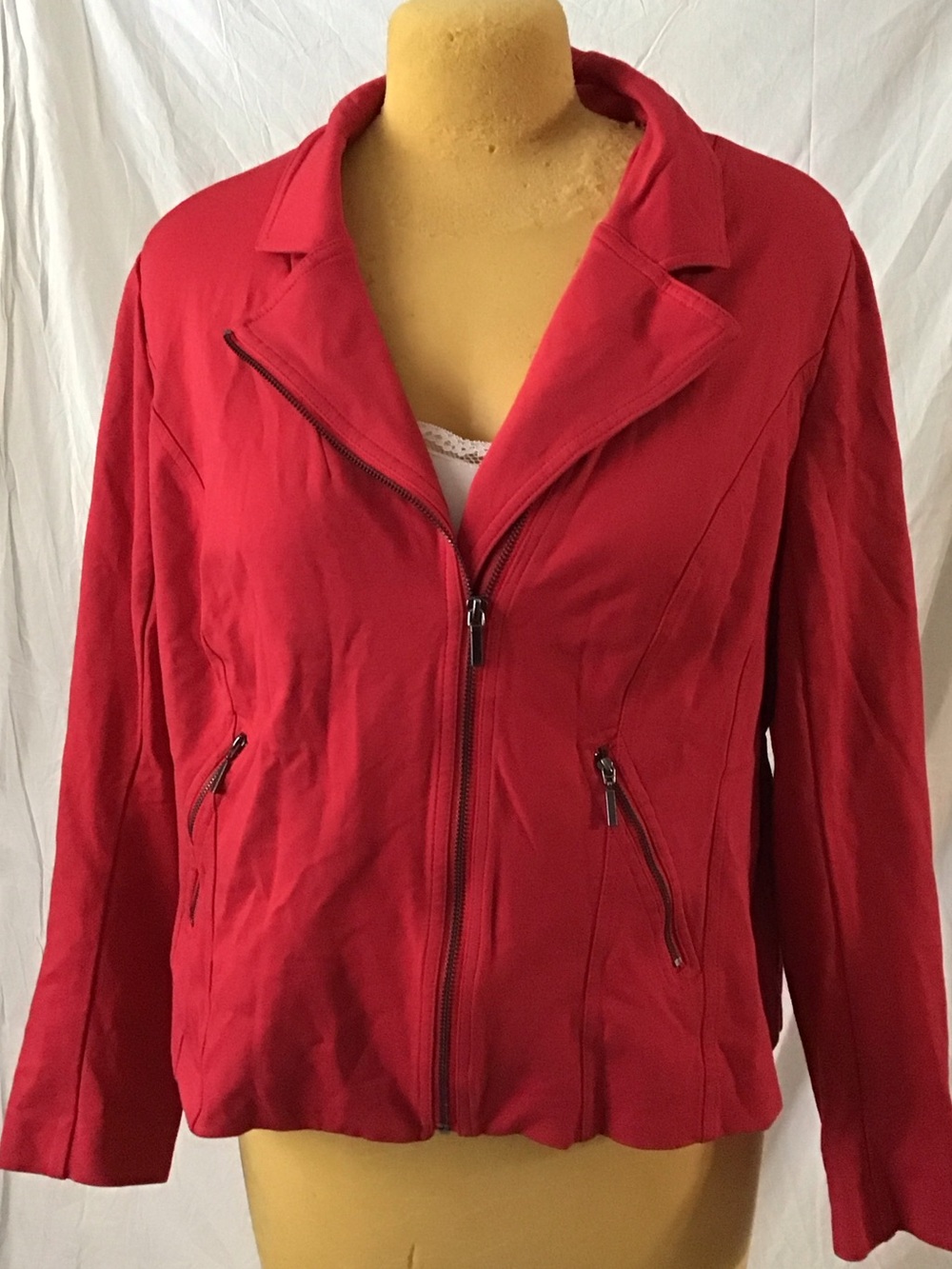 Lane Bryant Red Zip-Front Moto-Style Jacket